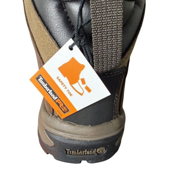 Timberland Mens Dark Brown Leather Steel Toe Waterproof Work Boots Sz 11.5 M NIB main image 9
